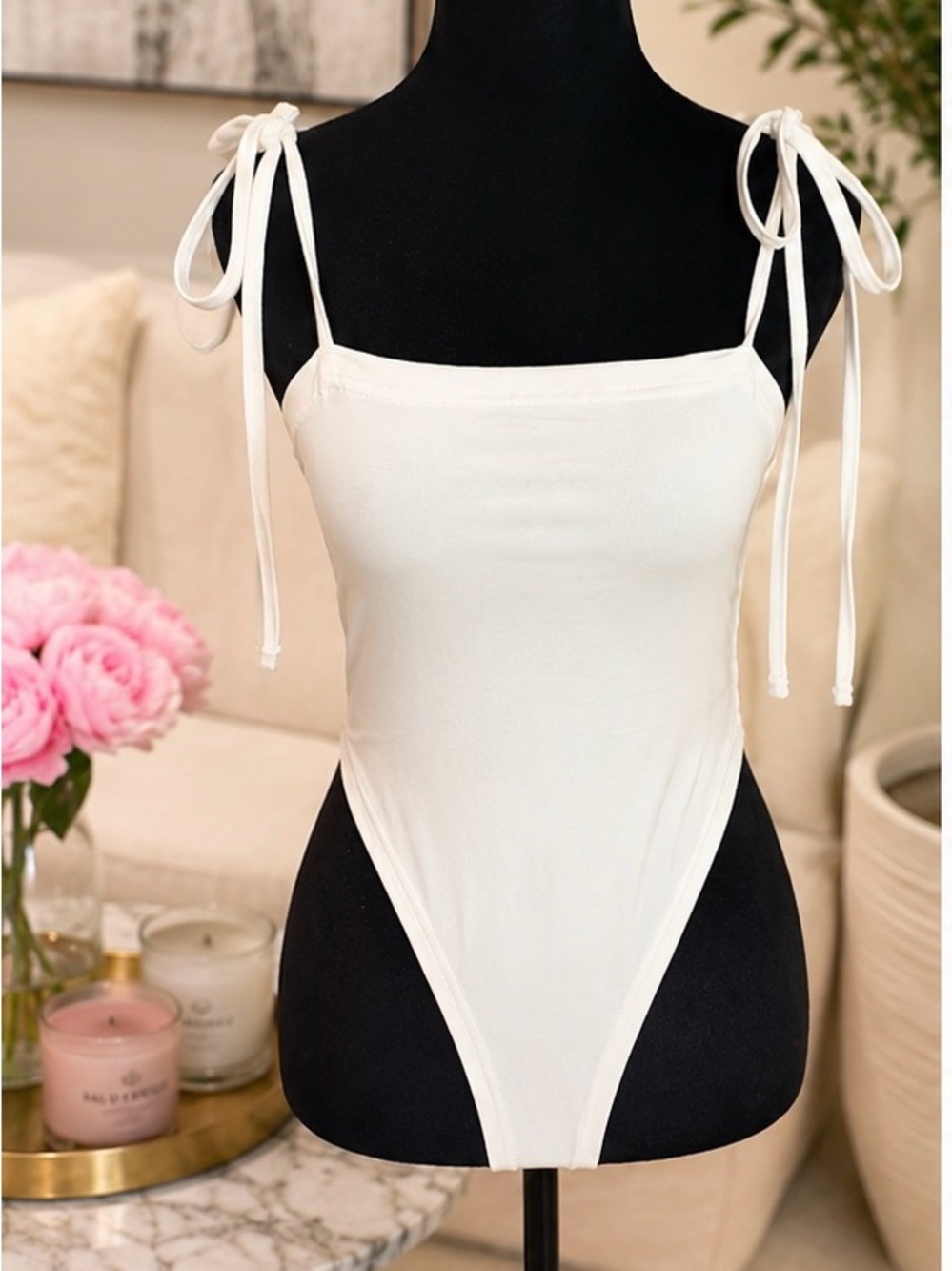 Brand new - super cute Women's Cream Tie-Shoulder Bodysuit